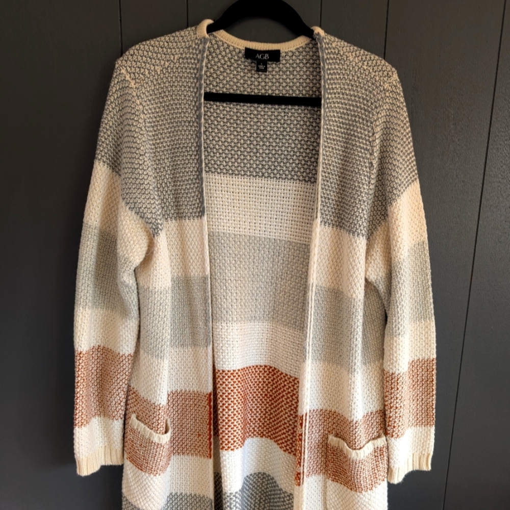 Women's Long Striped Cardigan by AGB - size L